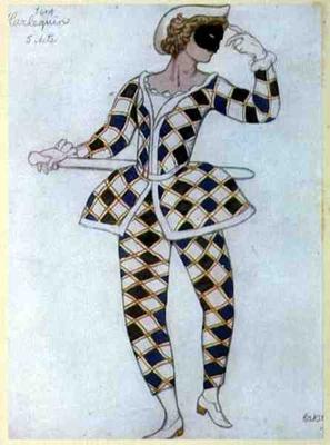 Costume design for Harlequin, from Sleeping Beauty, 1921 (colour litho) from Leon Nikolajewitsch Bakst