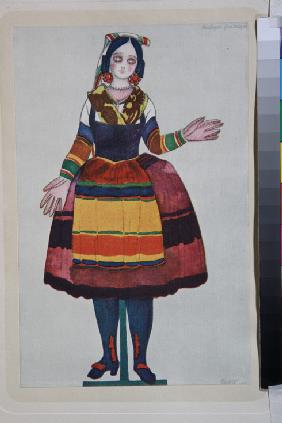 Italian puppet. Costume design for the ballet "The Magic Toy Shop" by G. Rossini