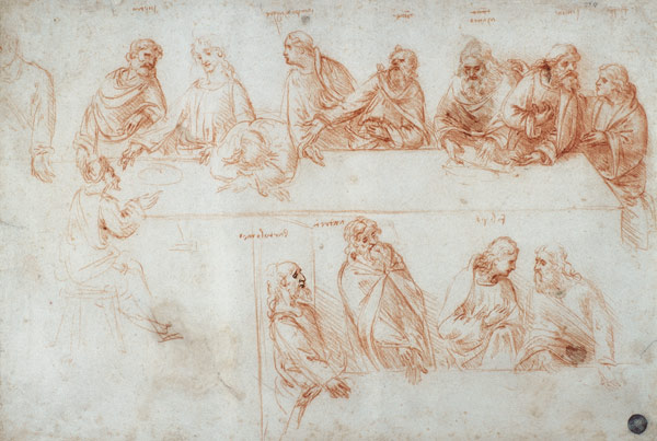 Preparatory drawing for the Last Supper   from Leonardo da Vinci