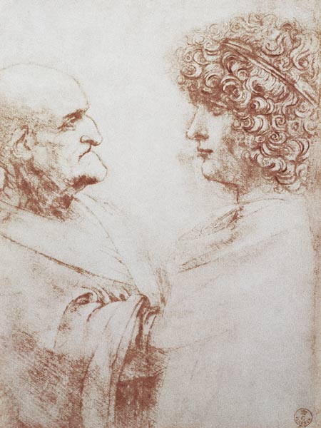 Two Heads in Profile from Leonardo da Vinci