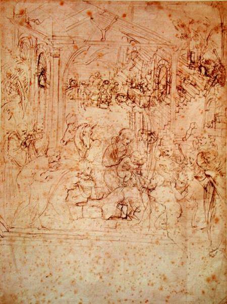 Compositional sketch for The Adoration of the Magi from Leonardo da Vinci
