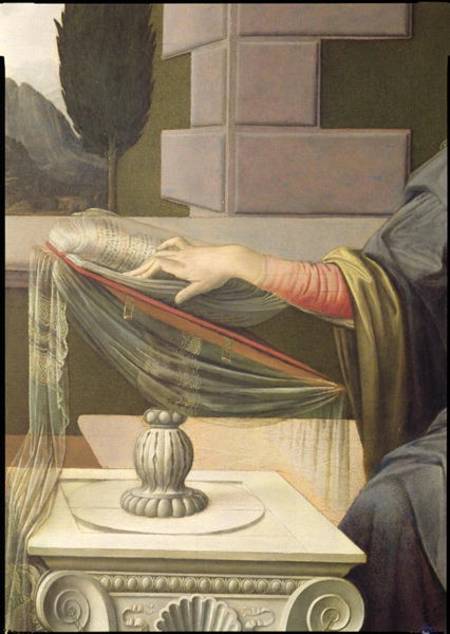 Detail of the Virgin Mary, from the Annunciation from Leonardo da Vinci