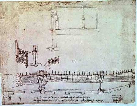 Facsimile of Codex Atlanticus 341vb Design for Fortifications (original copy in the Biblioteca Ambro from Leonardo da Vinci