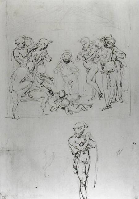 Study for the Adoration of the Shepherds (pen & ink and metal point on paper) from Leonardo da Vinci