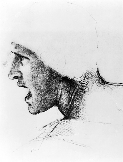 Study for the head of a soldier in ''The Battle of Anghiari'', c.1504-05 from Leonardo da Vinci