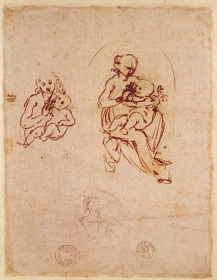 Study for the Virgin and Child, c.1478-1480 (ink and pencil on paper) from Leonardo da Vinci