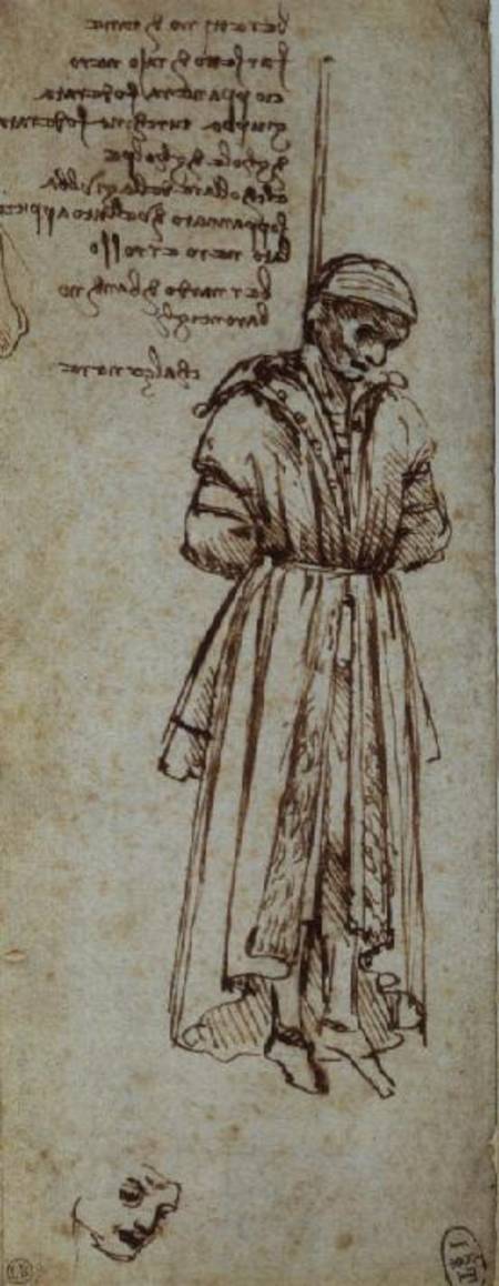Study of a Hanged Man: Bernardo Baroncelli, assassin of Giuliano de Medici from Leonardo da Vinci