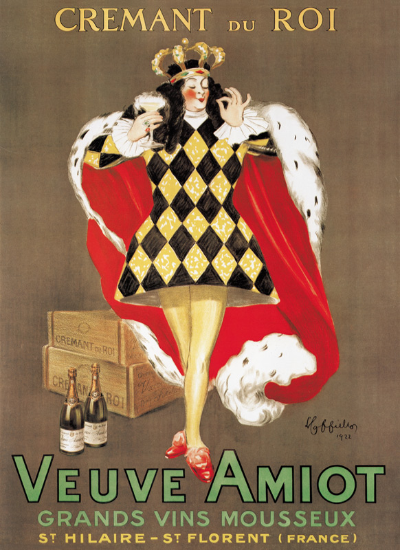 Poster advertising 'Veuve Amiot' sparkling wine from Leonetto Cappiello