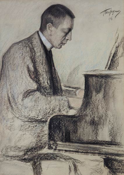 Portrait of the composer S.Rachmaninow. from Leonid Ossipowitsch Pasternak