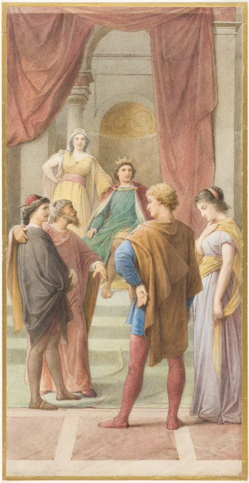 Egeus fordert vor dem Herrscherpaar Theseus und Hippolyta, seine Tochter Hermia solle Demetrius anst from Leopold von Bode