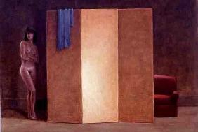Girl with Gold Screen, 1992 (acrylic on paper) (see 135441) 