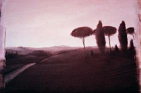Tuscan Landscape, 1992 (acrylic on paper) 
