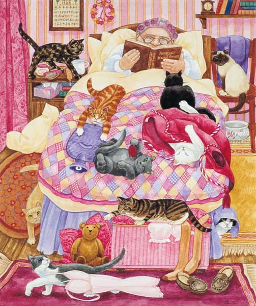 Grandma and 10 cats in the bedroom from Linda  Benton