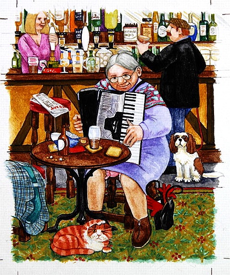 Grandma and a cats and an accordion from Linda  Benton