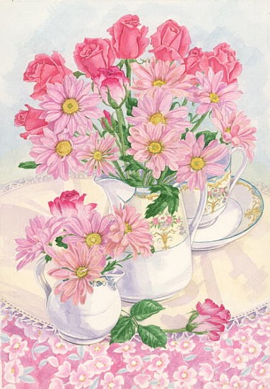 Roses and Chrysanthemums, 1996 (w/c on paper)  from Linda  Benton