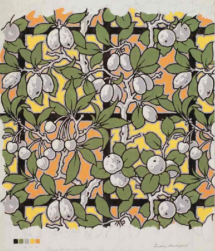 Mixed Fruit on Trellis, design for printed cotton, 20th century from Lindsay P. Butterfield