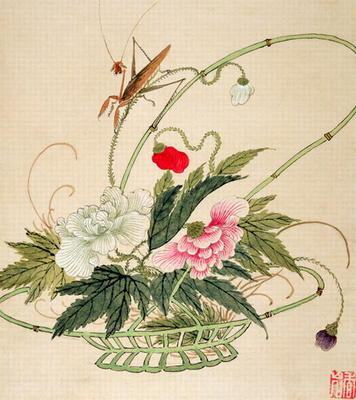 One of a series of paintings of flowers and insects, late 19th century (w/c on paper) from Liu Hua