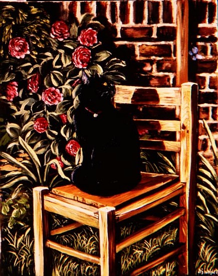 Black Cat on a Chair, 1983  from Liz  Wright