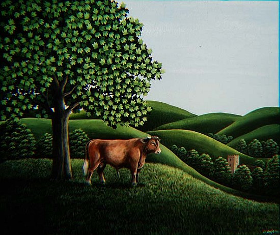 Bull on a hill, 1981 (gouache)  from Liz  Wright