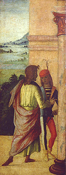 Zwei Männer, an einer Säule stehend from Lorenzo Costa