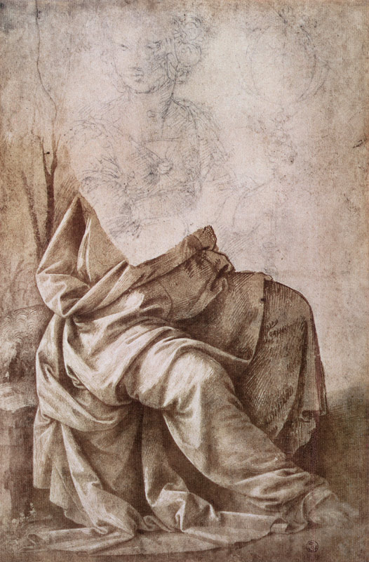 Study of a figure representing Astronomy (pen & ink with wash) from Lorenzo di Credi