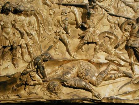 David and Goliath, detail from the original panel from the East Doors of the Baptistery from Lorenzo Ghiberti