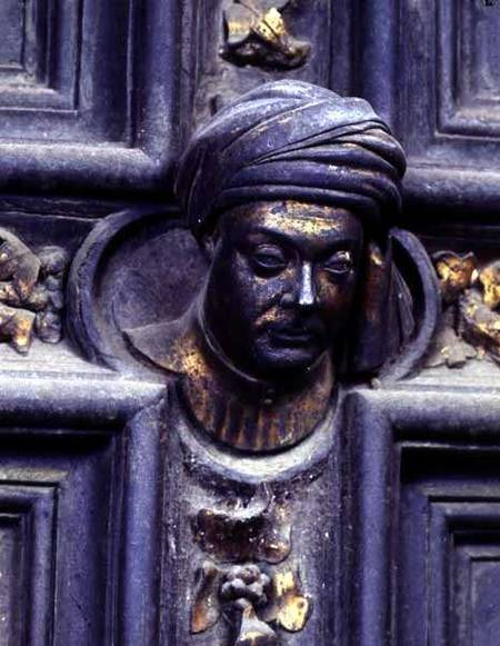 Self Portrait, fifth head from the top on the left door of the North Doors of the Baptistery of San from Lorenzo Ghiberti