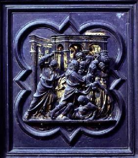 Christ Chasing the Merchants from the Temple, seventh panel of the North Doors of the Baptistery of