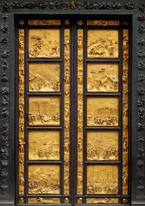 The Gates of Paradise (East Doors) comprising 10 relief panels depicting Old Testament scenes