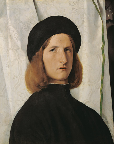 Portrait of a juvenile in front of a white curtain from Lorenzo Lotto