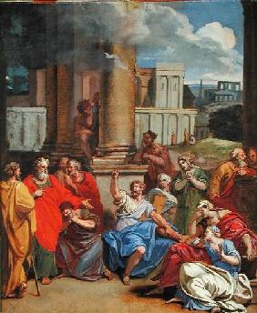 The Prophet Agabus Predicting St. Paul's Suffering in Jerusalem (oil & pastel on paper)