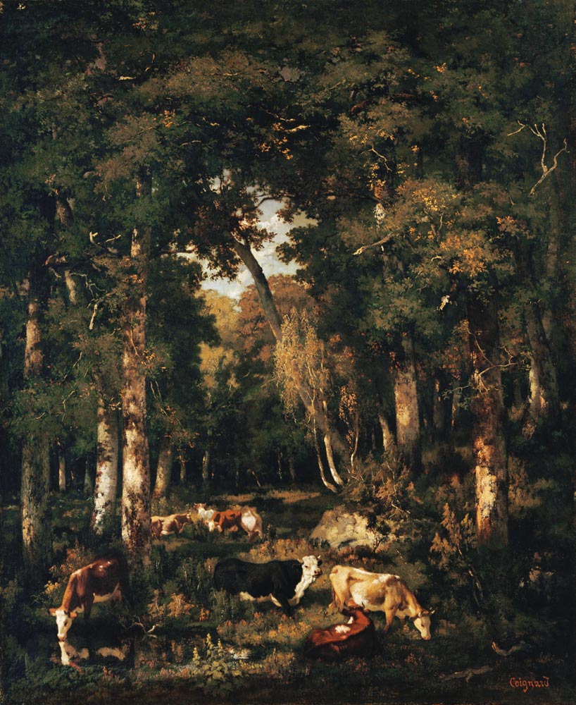 Cows in the woods of Fontainebleau. from Louis Coignard