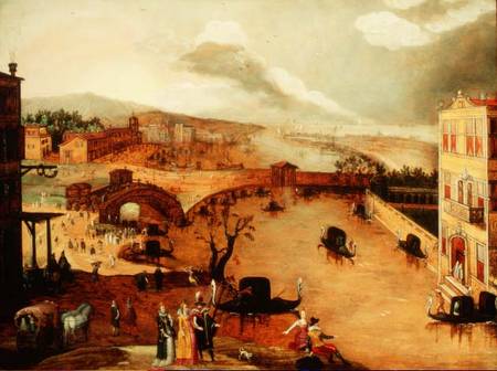 Scene Galante in a River Landscape (panel) from Louis de Caullery