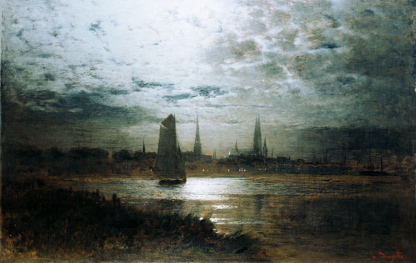 Lübeck in the moonlight from Louis Douzette