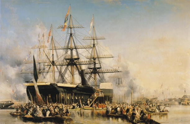 King Louis-Philippe (1830-48) Disembarking at Portsmouth, 8th October 1844, 1846 (oil on canvas) from Louis Eugene Gabriel Isabey
