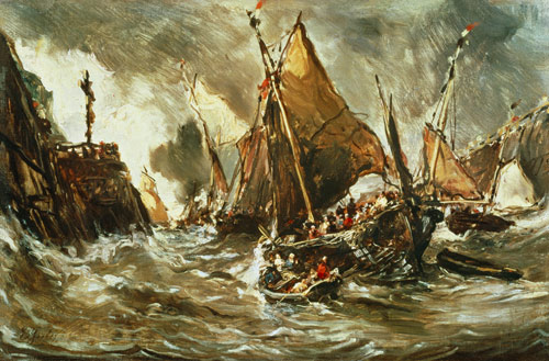 Ships in a Storm from Louis Gabriel Eugène Isabey