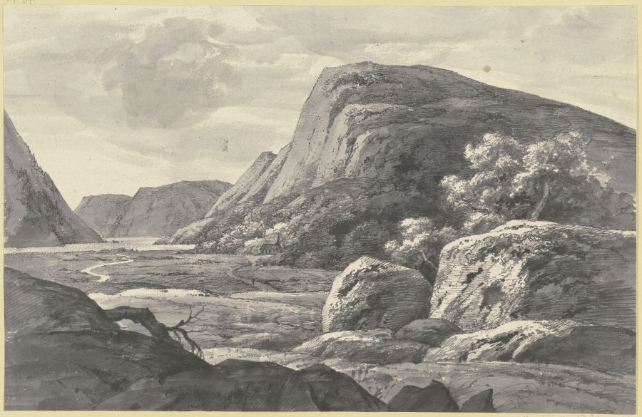 Flusstal mit Kapelle und Wanderer from Louis Gurlitt