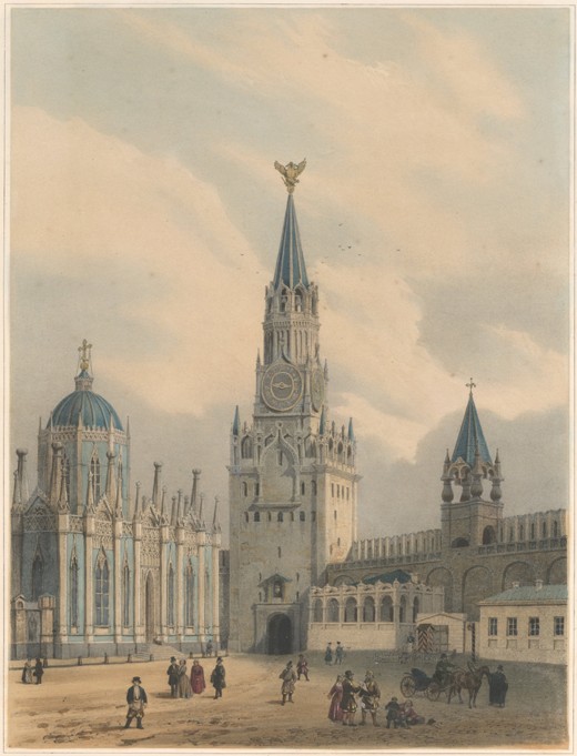 The Spasskaya Tower (Saviour Gates) and Saint Catherine Church of Ascension Convent in the Moscow Kr from Louis Jules Arnout