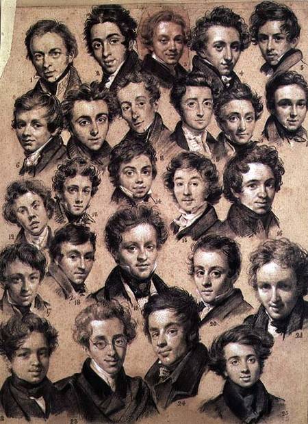 Twenty Five Pupils from the Studio of Antoine Jean Gros (1771-1835) 1820 (charcoal & chalk on paper) from Louis-Léopold Boilly