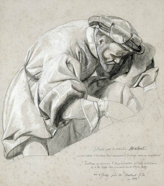 Study of Ambroise Pare (c.1510-90) the 'Father of Modern Surgery' (charcoal & white chalk wash on pa from Louis Nicolas Matout