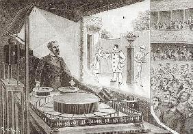 The ''Theatre Optique'' and its inventor Emile Reynaud (1844-1918) with a scene from ''Pauvre Pierro