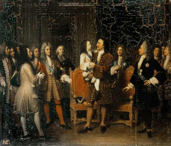 Louis XV (1710-74) Visiting Peter I (1672-1725) the Great at l'Hotel de Lesdiguieres from Louise Marie Jeanne Hersent