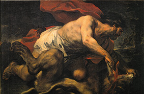 Samson in the cave of the lion from Luca Giordano