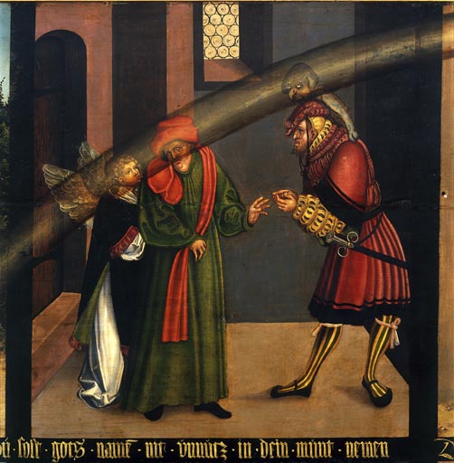 Das 2. Gebot: Du sollst den Namen des Herrn, deines Gottes, nicht vergeblich fuehren from Lucas Cranach the Elder