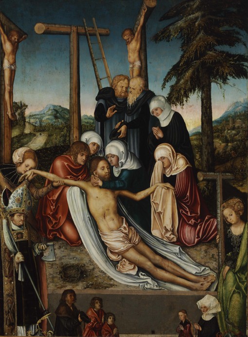 The Lamentation over Christ with Saints Wolfgang and Helena from Lucas Cranach the Elder