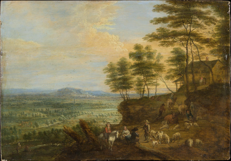 Landscape with Herd of Cattle before a Panoramic View from Lucas van Uden