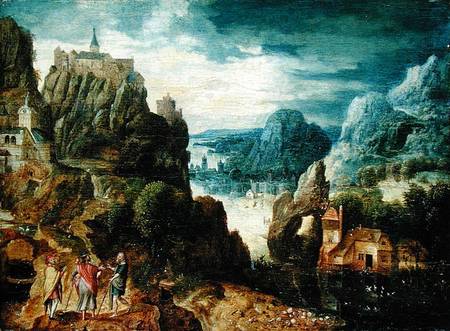 Mountainous Landscape with the Road to Emmaus from Lucas van Valckenborch