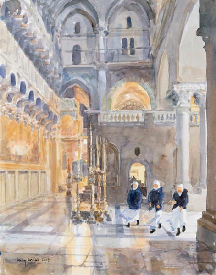 Novices at the Church of the Holy Sepulchre, Jerusalem