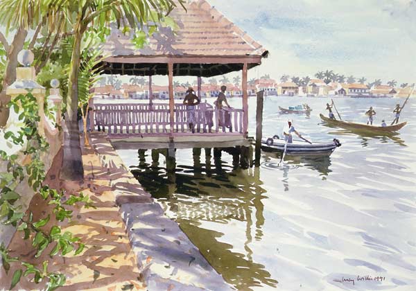 The Jetty, Cochin, 1991 (w/c on paper)  from Lucy Willis