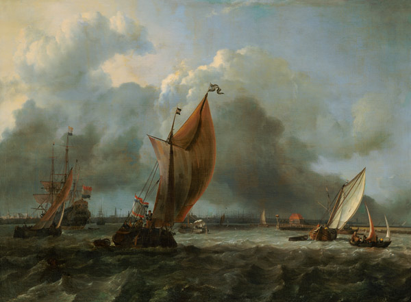 Sailing ships on the river Ij near Amsterdam. from Ludolf Backhuyzen